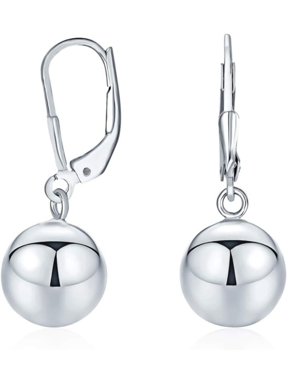 Elegant .925 Sterling Silver Dangling Ball Drop Earrings, Lever Back, 6-9MM